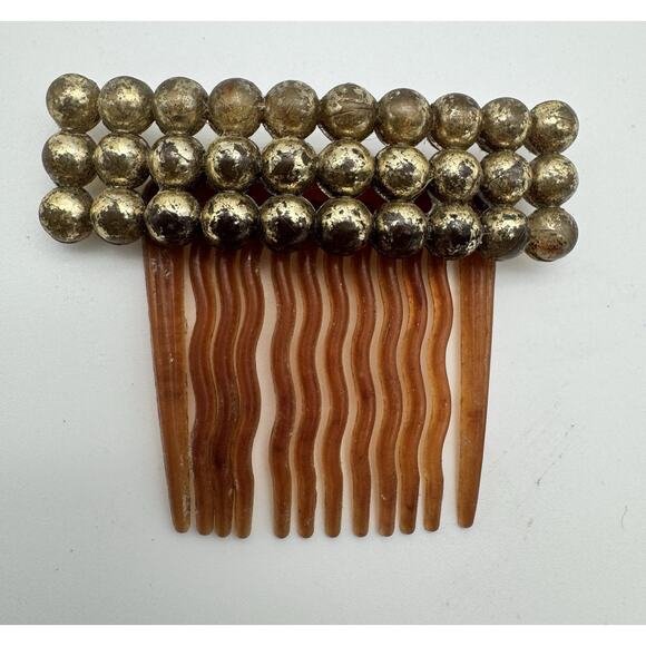 VTG Lot Hair Comb And Barrette ART NOUVEAU / Faux Pearl & Gold-tone accents - Picture 11 of 15